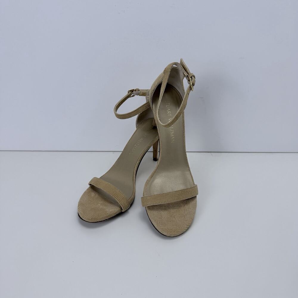 Stuart Weitzman Nudistcurve 100 Sandal Adobe Gold Heels Size 8M